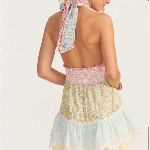 NWT LoveShackFancy Cambria Halter Mini Dress - Picture 3 of 12